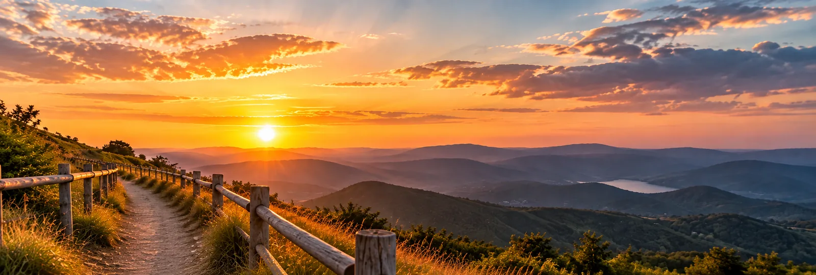Sentiero di montagna al tramonto